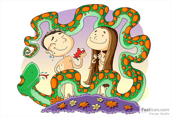 Ilustração Infantil Adão e Eva
